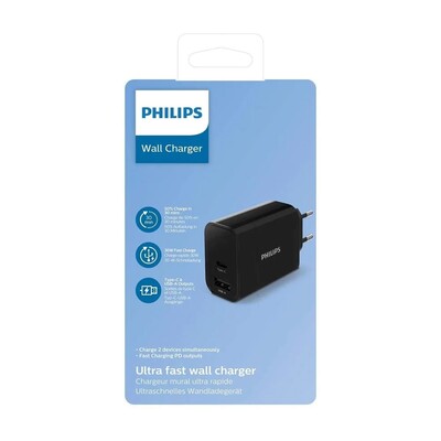 Philips DLP2621/12 2 Çıkışlı Type-C ve USB Şarj Adaptörü - Thumbnail
