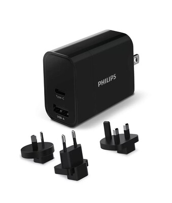 DLP2621T/00 Universal 2 Çıkışlı Type-C ve USB Şarj Adaptörü - Philips