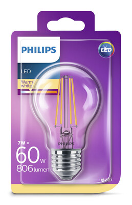 Philips LED Classic 60W A60 E27 2700K Sarı Işık Dim Edilmez LED Filament Ampul - Thumbnail