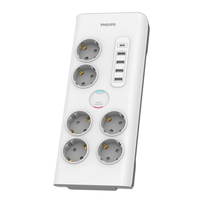 SPN7060WA/62 6'lı Akım Korumalı & 5 USB Girişli Priz - 1