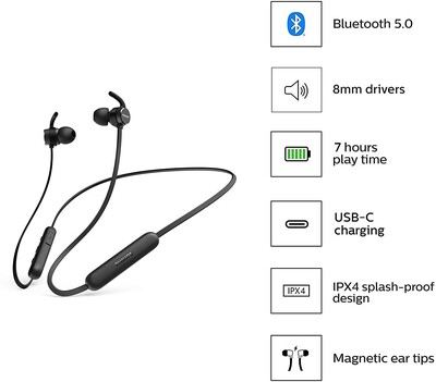 Philips TAE1205BK/00 Siyah Bluetooth Kulak Içi Kulaklık - Thumbnail